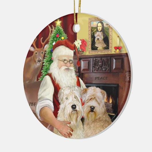 Santa's Wheaten Terriers (ZWEI) Keramikornament (Links)