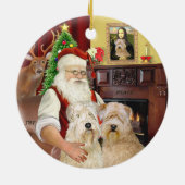 Santa's Wheaten Terriers (ZWEI) Keramikornament (Hinten)