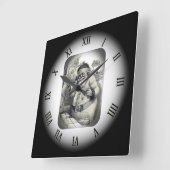 Santa's Window ~ Hallo Santa ~ Auf dem alten Telef Quadratische Wanduhr (Winkel)