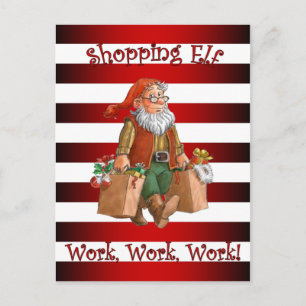 Santa's Workshop ~Christmas Shopping Elf ~Holiday Feiertagspostkarte