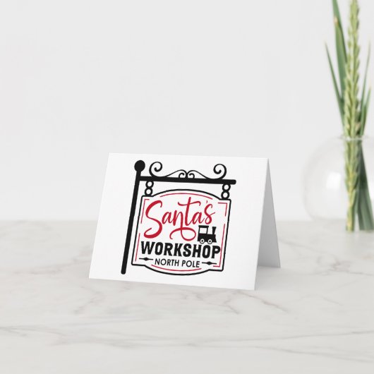 Santa's Workshop Sign Card Karte (Vorderseite)