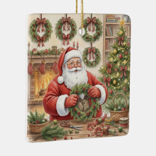 Santa's Workshop Wreath Maker Personalized Keramikornament (Rechts)