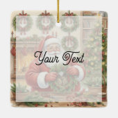 Santa's Workshop Wreath Maker Personalized Keramikornament (Rückseite)