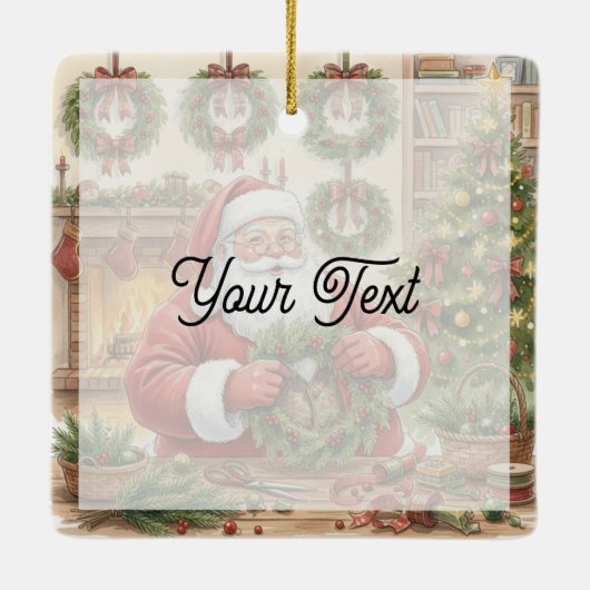 Santa's Workshop Wreath Maker Personalized Keramikornament (Rückseite)
