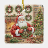 Santa's Workshop Wreath Maker Personalized Keramikornament (Vorderseite)