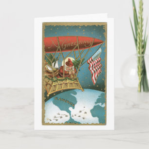 Santas Zeppelin - Amerikanischer Patriotismus Feiertagskarte
