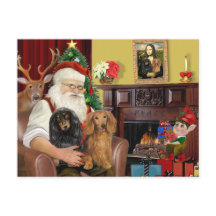 Santas zwei langhaarige Dachshunde
