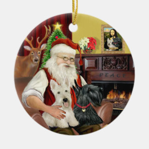 Santas ZWEI Scottish Terrier Keramikornament
