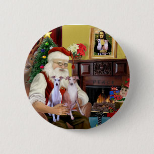 Santas zwei Whippets Button