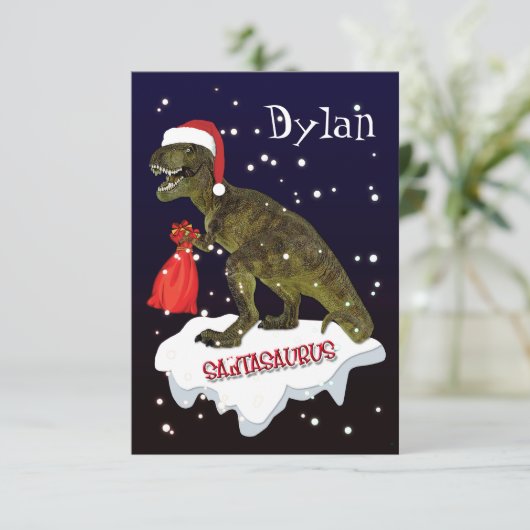 'Santasaurus' Dinosaur Personalisierte Weihnachtsk (Stehend Vorderseite)