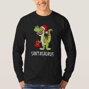 Santasaurus Rex Christmas Tyrannosaurus Dino T-Shirt