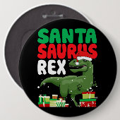 Santasaurus Rex Funny Christmas TRex Dinosaur Sant Button (Vorne & Hinten)