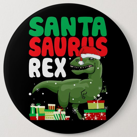 Santasaurus Rex Funny Christmas TRex Dinosaur Sant Button (Vorderseite)