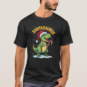 Santasaurus Rex Funny Dinosaur xmas Santa Hat Cand T-Shirt (Vorderseite)
