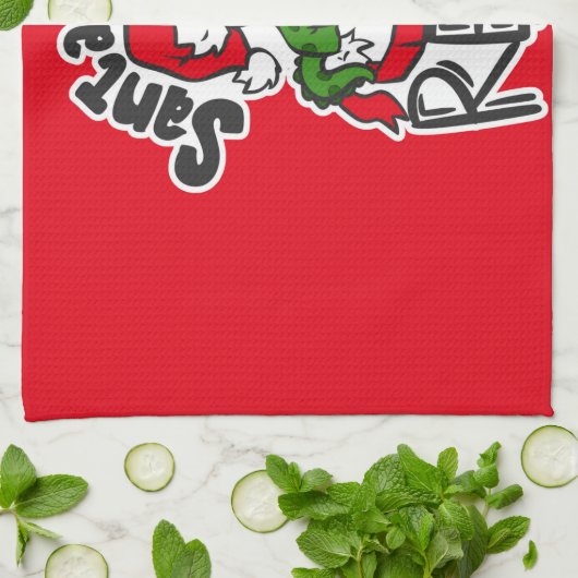 Santasaurus Rex Geschirrtuch (Gefaltet)