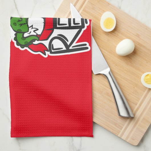 Santasaurus Rex Geschirrtuch (Viertel Falte)