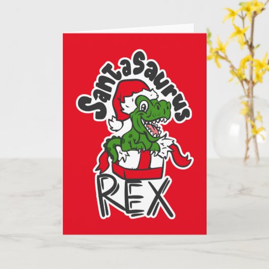 Santasaurus Rex Karte (Gelbe Blume)