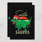 Santasaurus Trex Dino Christmas Dinosaurier Vintag Einladung (Vorne/Hinten)