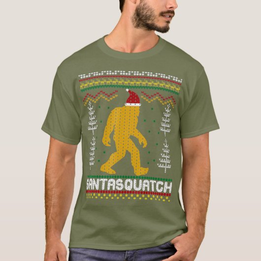 Santasquatch Bigfoot Ugly Christmas Sweater T-Shirt (Vorderseite)