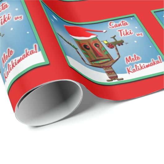 SantaTikiSays-GlossyWrappingPaper 2' x6'Roll Geschenkpapier (Rolleneckpunkt)