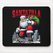 Santazilla Funny Santa Claus Christmas Xmas Holida Mousepad (Vorne)