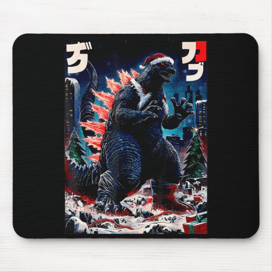 Santazilla Japanese Monster Kaiju Dinosaur Christm Mousepad (Vorne)