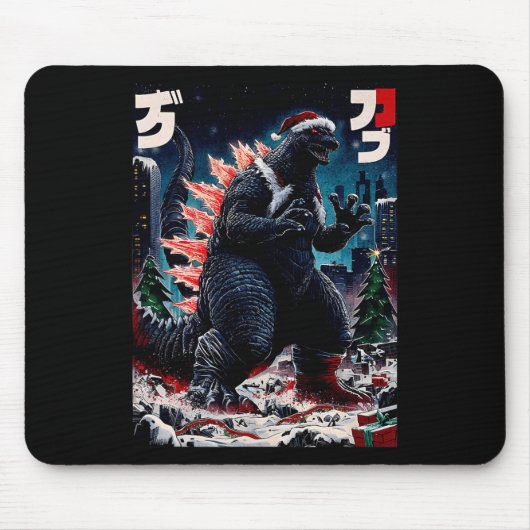 Santazilla Japanisches Monster Kaiju Dinosaurier W Mousepad (Vorne)