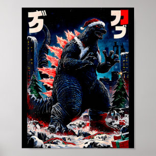 Santazilla Japanisches Monster Kaiju Dinosaurier W Poster