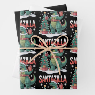 Santazilla Japanisches Monster Kaiju Weihnachten D Geschenkpapier Set