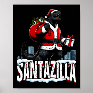 Santazilla Kaiju Santa Weihnachten japanisches Mon Poster