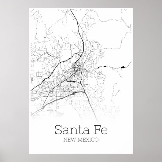 Sante Fe Map - New Mexico - City Map Poster (Vorne)