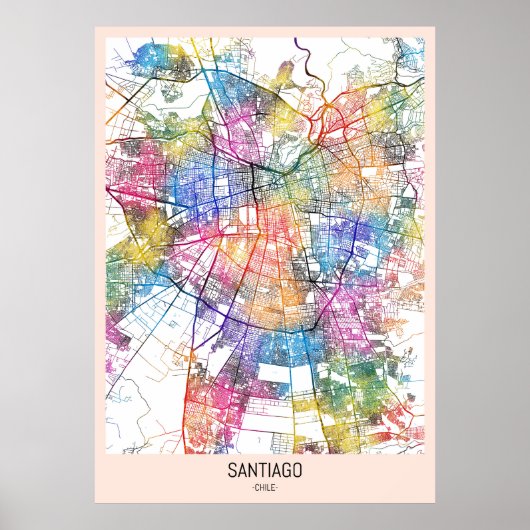 Santiago Chile City Map Poster (Vorne)