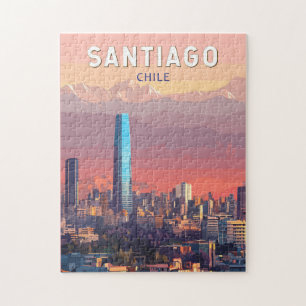 Santiago Chile Illustration Reise Kunst Vintage Puzzle