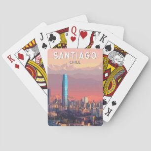 Santiago Chile Illustration Reise Kunst Vintage Spielkarten