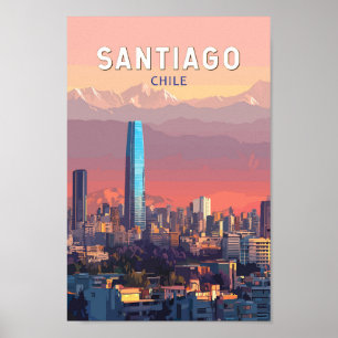 Santiago Chile Illustration Reisen Vintag Poster