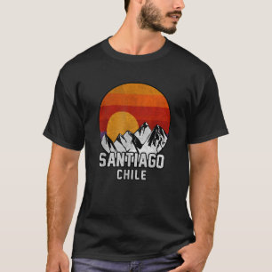 Santiago Chile Retro Mountain Sunset Design T-Shirt