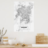 Santiago, Chile (schwarz auf weiß) Poster (Küche)