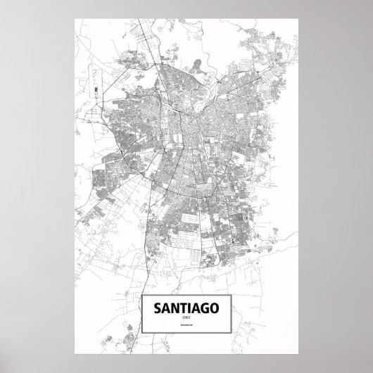 Santiago, Chile (schwarz auf weiß) Poster (Vorne)