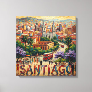 Santiago Chile Stadtlandschaft Lebendig Gespannte Leinwanddruck