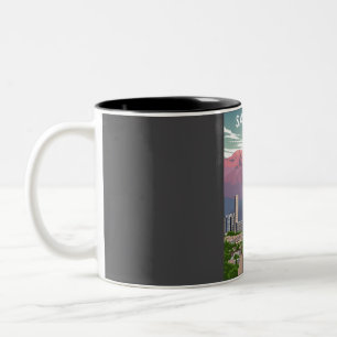 Santiago Chile Vintag Minimal Retro Travel Poster Zweifarbige Tasse