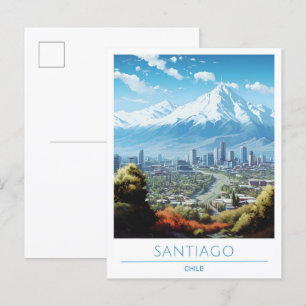 Santiago Chile Vintage Travel Postkarte