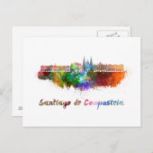 Santiago Compostela Von skyline im Watercolor Postkarte (Vorne/Hinten)