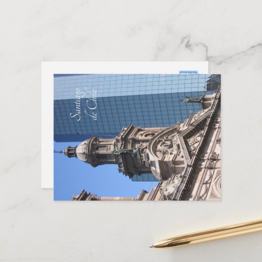 Santiago de Chile, alt und neu Postkarte (Vorderseite/Rückseite Beispiel)