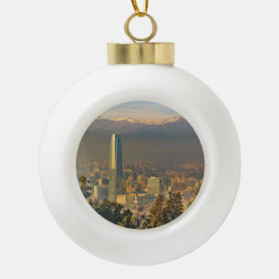 Santiago de Chile Luftsicht von San Cristobal H Keramik Kugel-Ornament