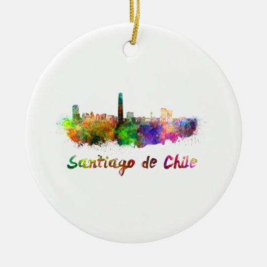 Santiago de Chile Skyline in Aquarellon Keramik Ornament (Vorne)