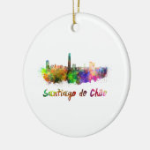 Santiago de Chile Skyline in Aquarellon Keramik Ornament (Links)