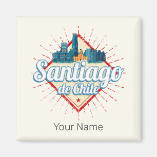 Santiago de Chile Stadt Feiertag Retro Skyline Magnet