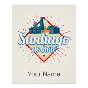 Santiago de Chile Stadt Feiertag Retro-Skyline Poster