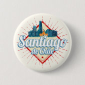 Santiago de Chile Stadthotel Retro Skyline Button (Vorderseite)