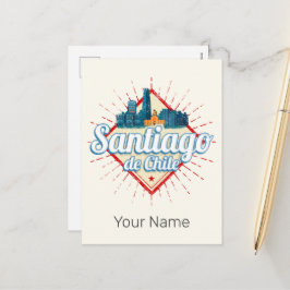 Santiago de Chile Stadthotel Retro Skyline Feiertagspostkarte